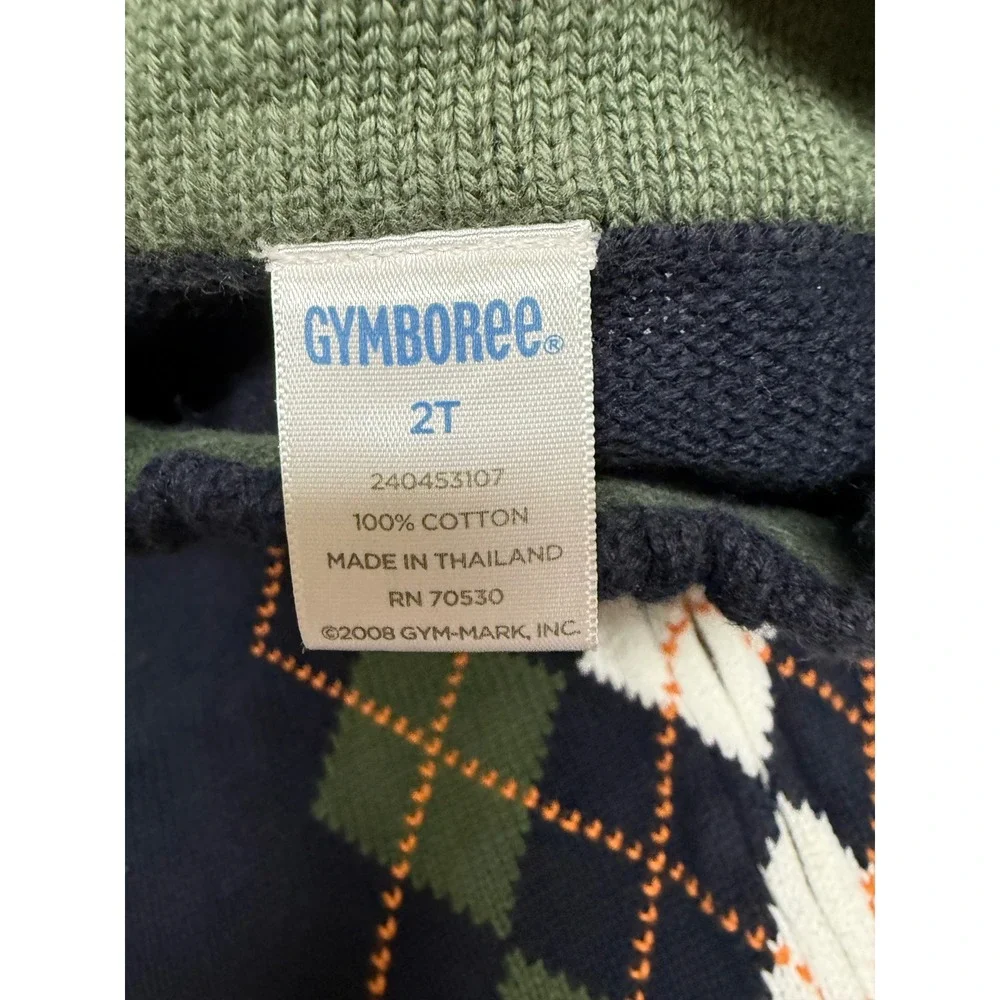 Gymboree Canine Academy Argyle Zip Front Cardigan Sweater Boys 2T Cotton